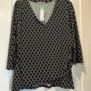 Beacon Black and White Diamond Pattern Blouse
